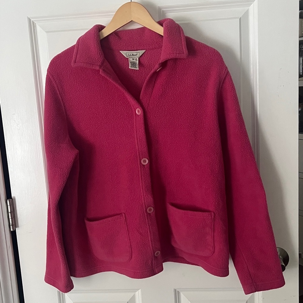 LL Bean Vintage Fleece Button Down Cardigan Jacket Sz medium